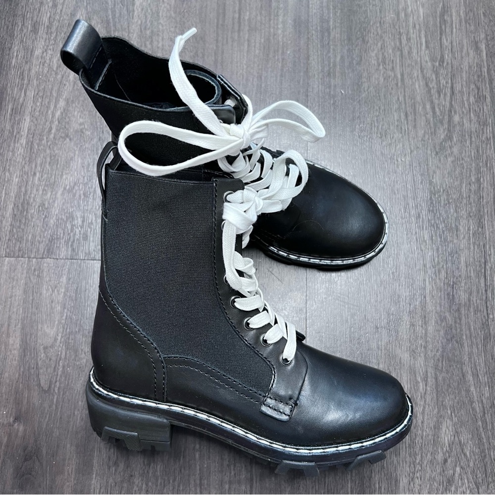 Rag & Bone Shiloh High Gored Booties Black Lace-Up Combat Boots